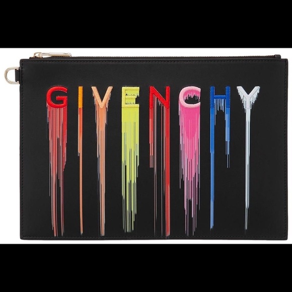 Givenchy leather large pouch clutch rainbow neon embroidery brand new nwt box - Picture 3 of 6